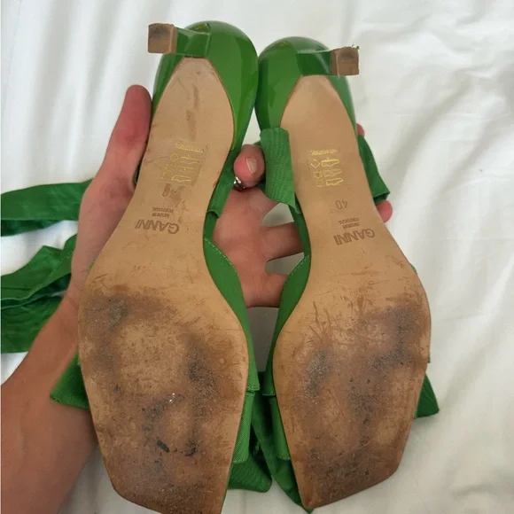 GANNi green lace up kitten heel *BRAT SUMMER* - Picture 4 of 5